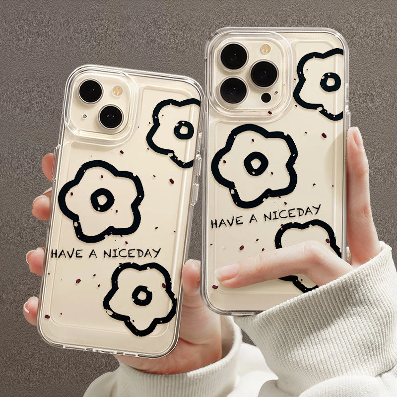 线条花朵iPhone14苹果13promax太空手机壳12/11简约xr网红xs高级
