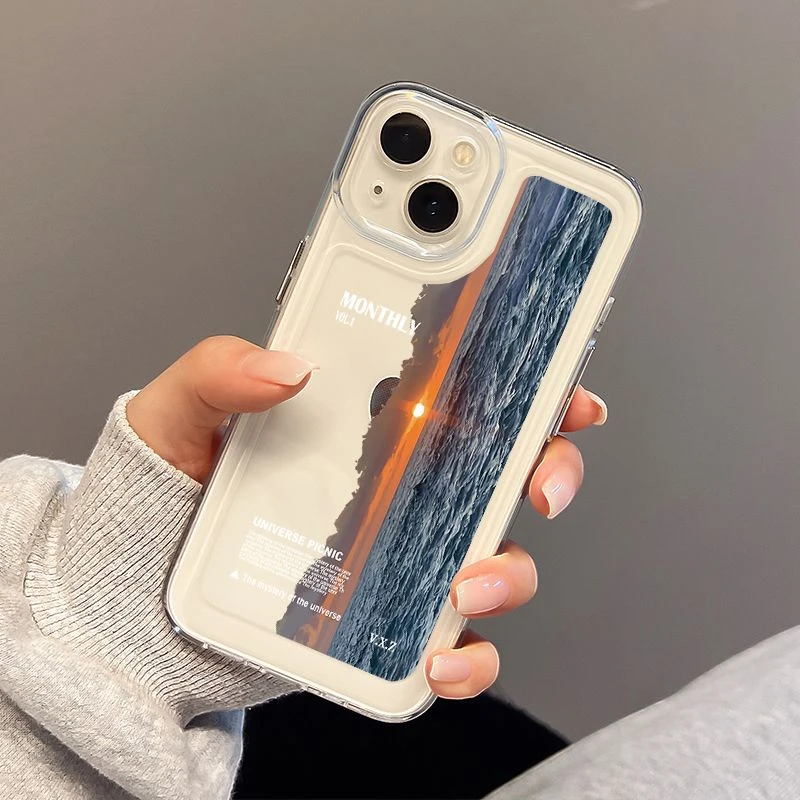 落日风景适用iPhone16手机壳苹果15透明14创意13/12全包11防摔XS