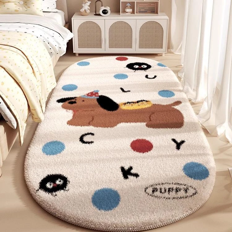 卡通小狗地垫地毯女孩卧室床边儿童房地毯可爱地垫卧室加厚毛绒垫