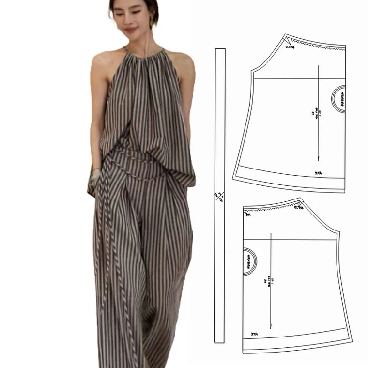 布期而制129吊带背心纸样服装样板裁剪图纸