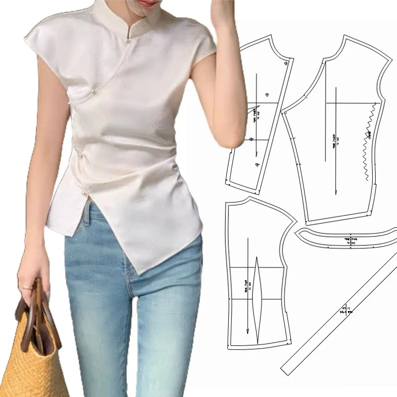 布期而制079新中式上衣纸样女服装样板裁剪纸样