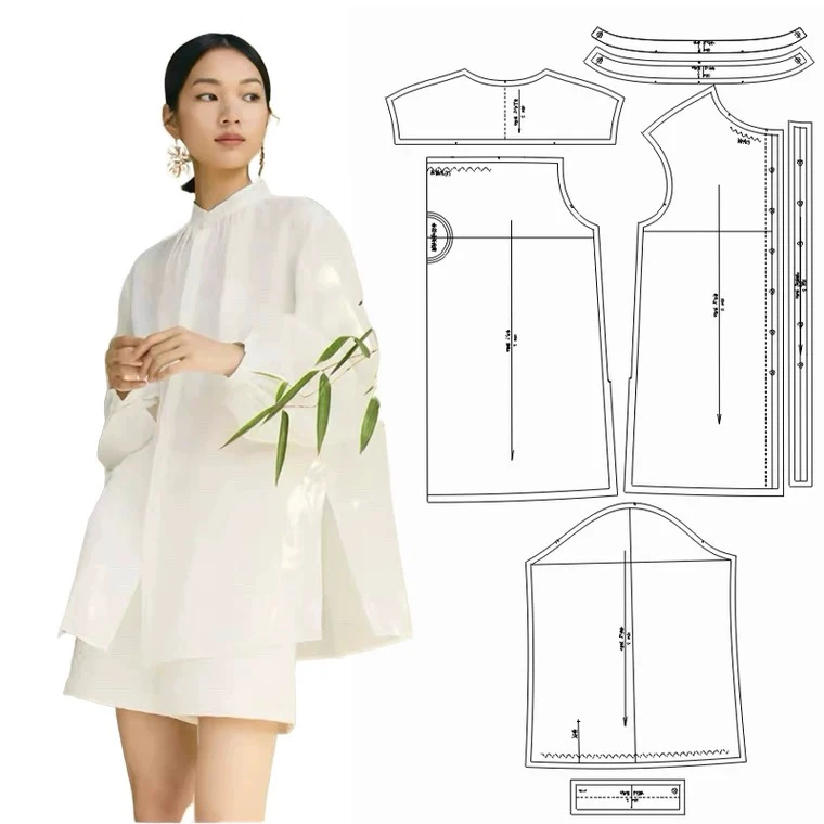 布期而制094衬衫纸样女服装样板裁剪图纸