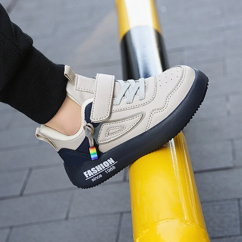 迈克骆童鞋儿童鞋子2023春秋新款中大童男孩秋冬皮面秋季男童运动