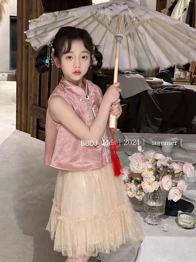 女童夏季套装2024新款国风新中式大儿童夏装洋气裙子套装裙小女孩