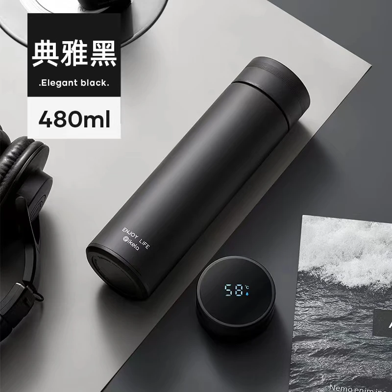 保温杯细长款智能测温316不锈钢男女款高颜值保温杯保温水杯ins