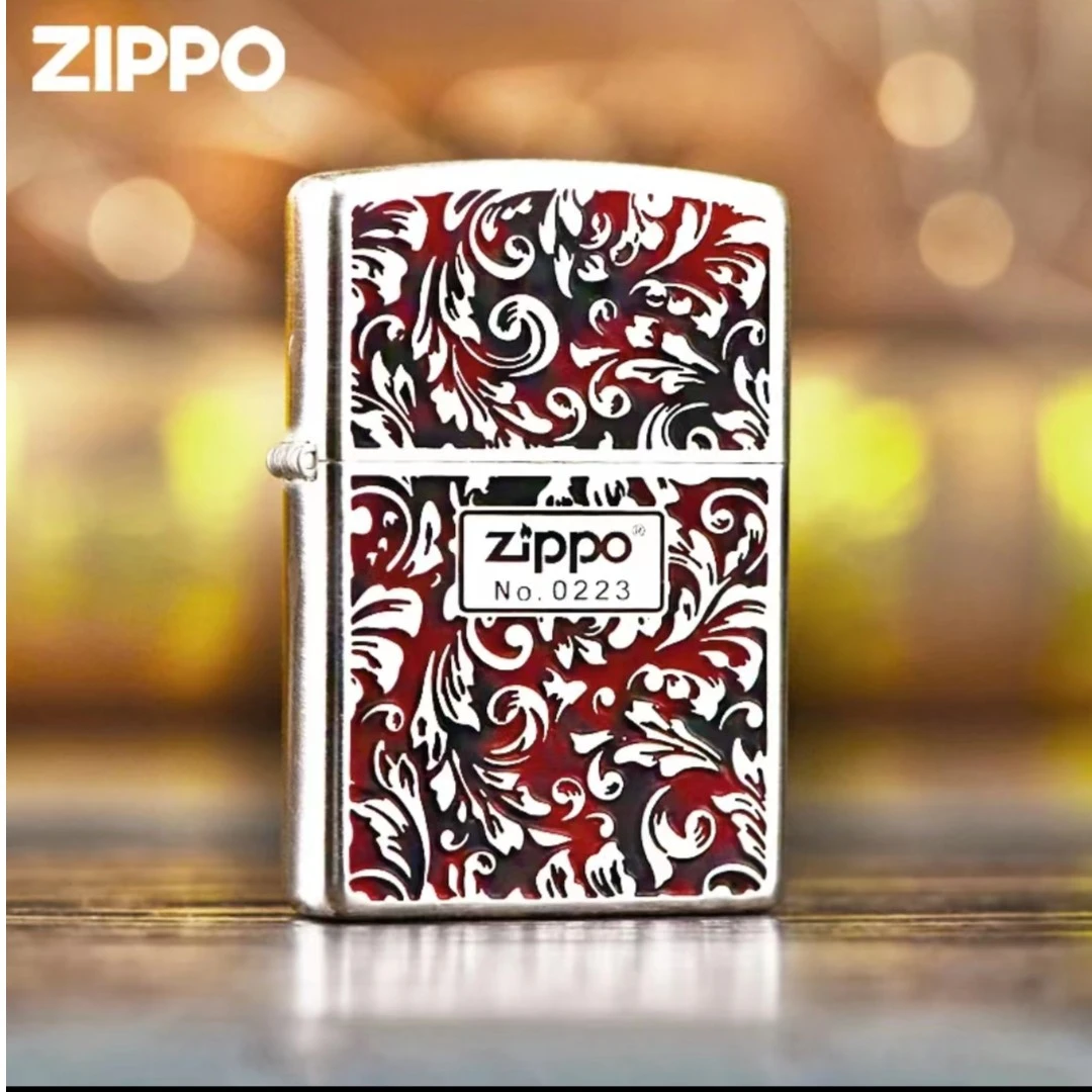 ZIPPO正版打火机 黑红双拼中标复古唐草男士防风盔甲机