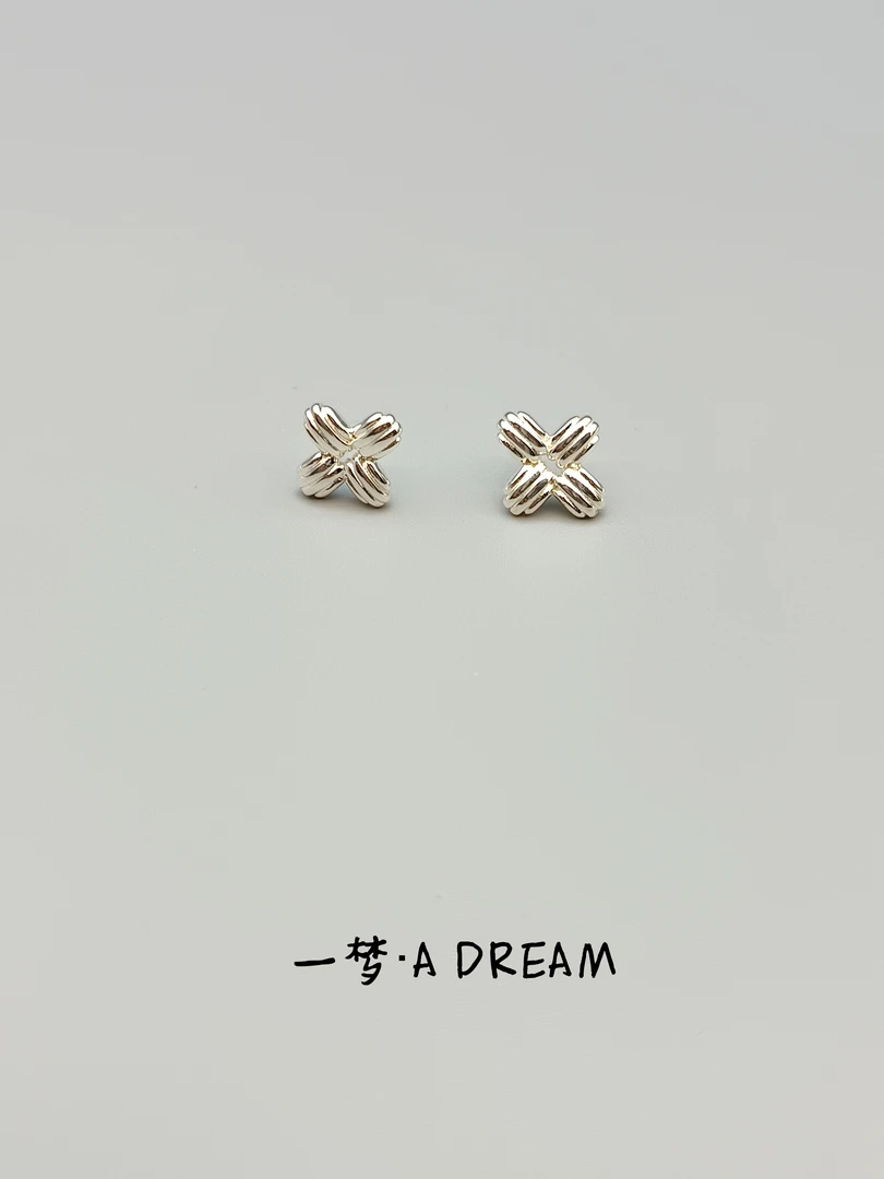 925银耳饰 十字花韩式简约小众风格耳钉