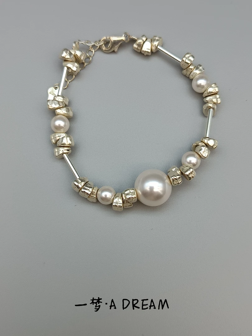 925银手链 大颗白珠简约韩式手链