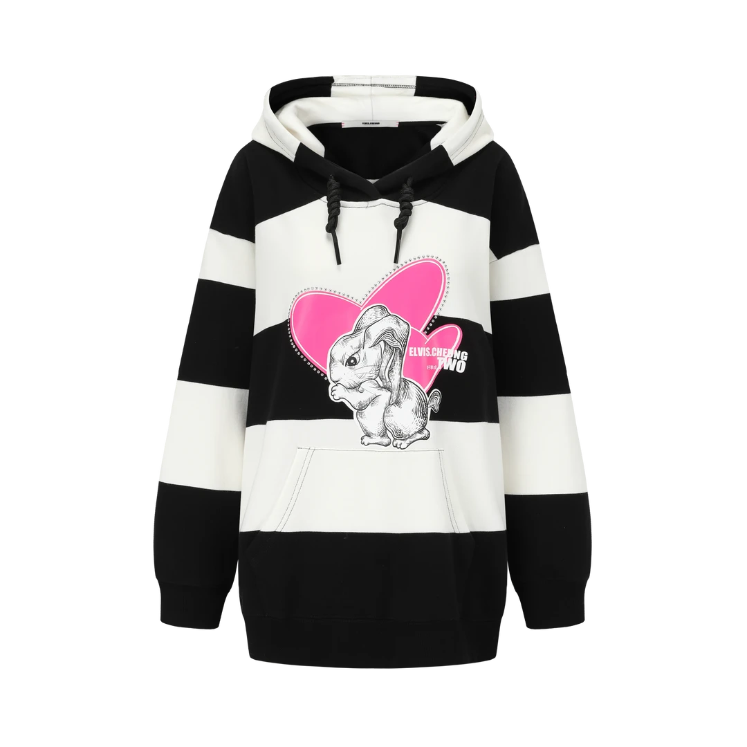 【年终狂欢款】ELVIS.CHEUNG蒋云開運“好事成兔”宽条纹甩帽卫衣浮力