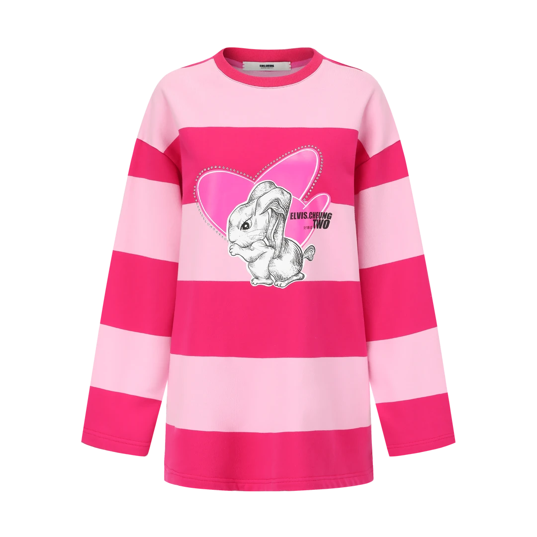 【年终狂欢款】ELVIS.CHEUNG蒋云開運“好事成兔”宽条纹圆领卫衣