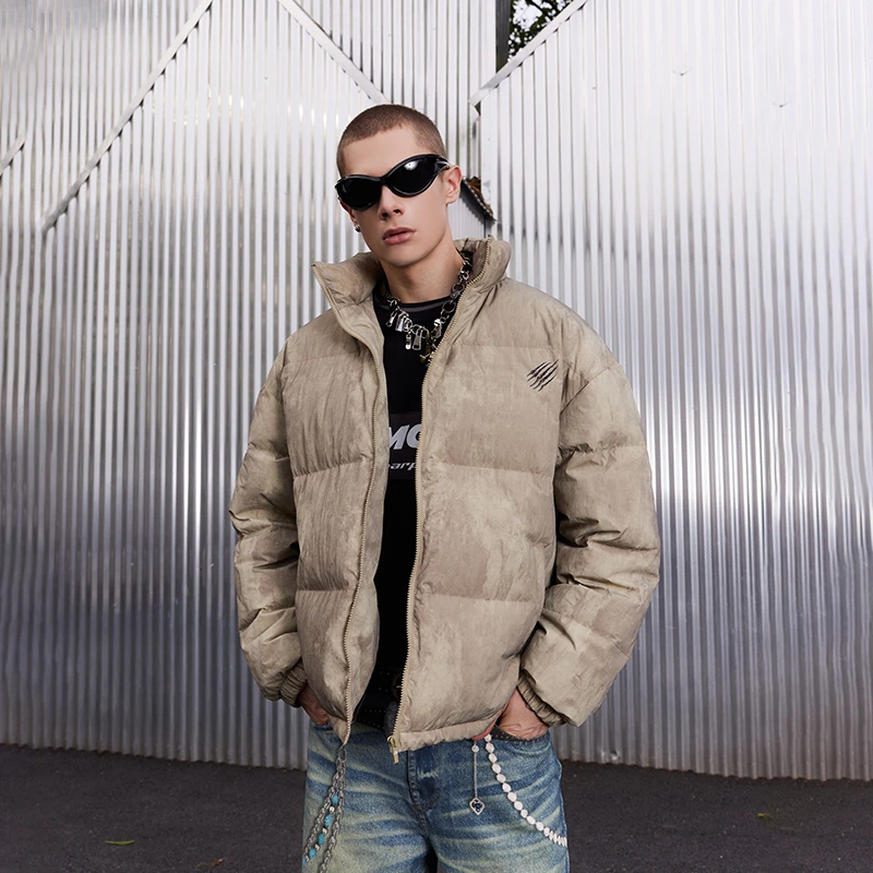 SuaMoment抓痕废土风印花立领棉服冬男加厚保暖宽松休闲外套上衣