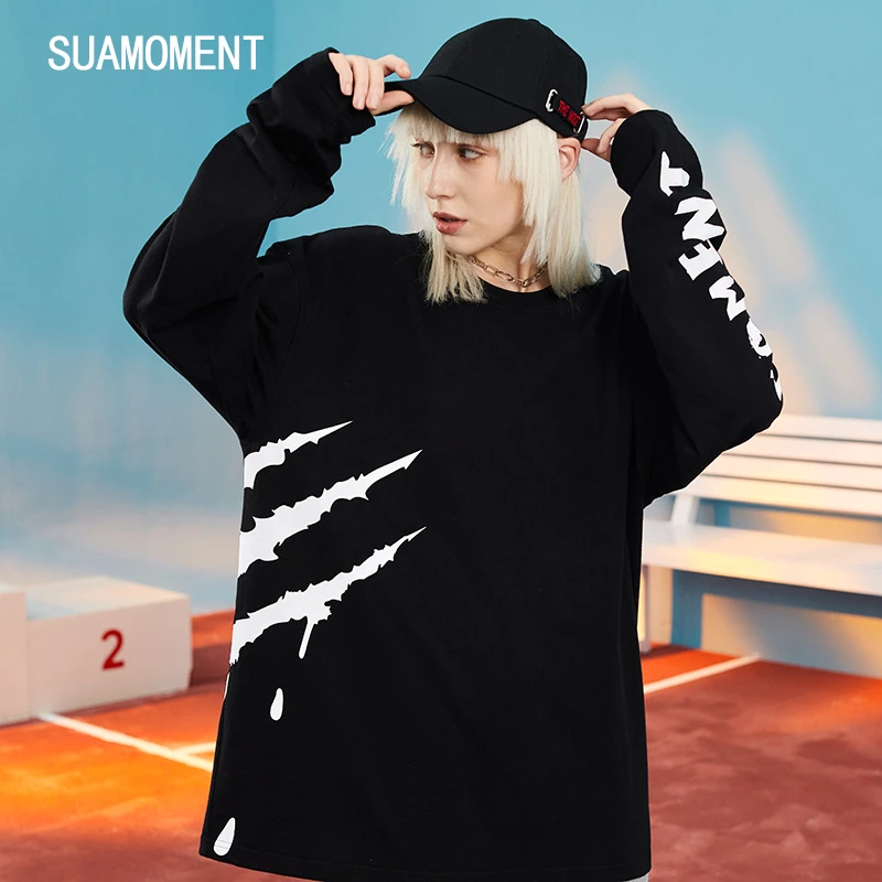 SuaMoment【官方专享】【赵小棠同款】抓痕腰间血爪薄款宽松长袖恤