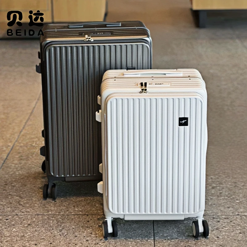 贝达女款侧开铝框大容量旅行箱商务登机拉杆箱男女密码箱皮箱子