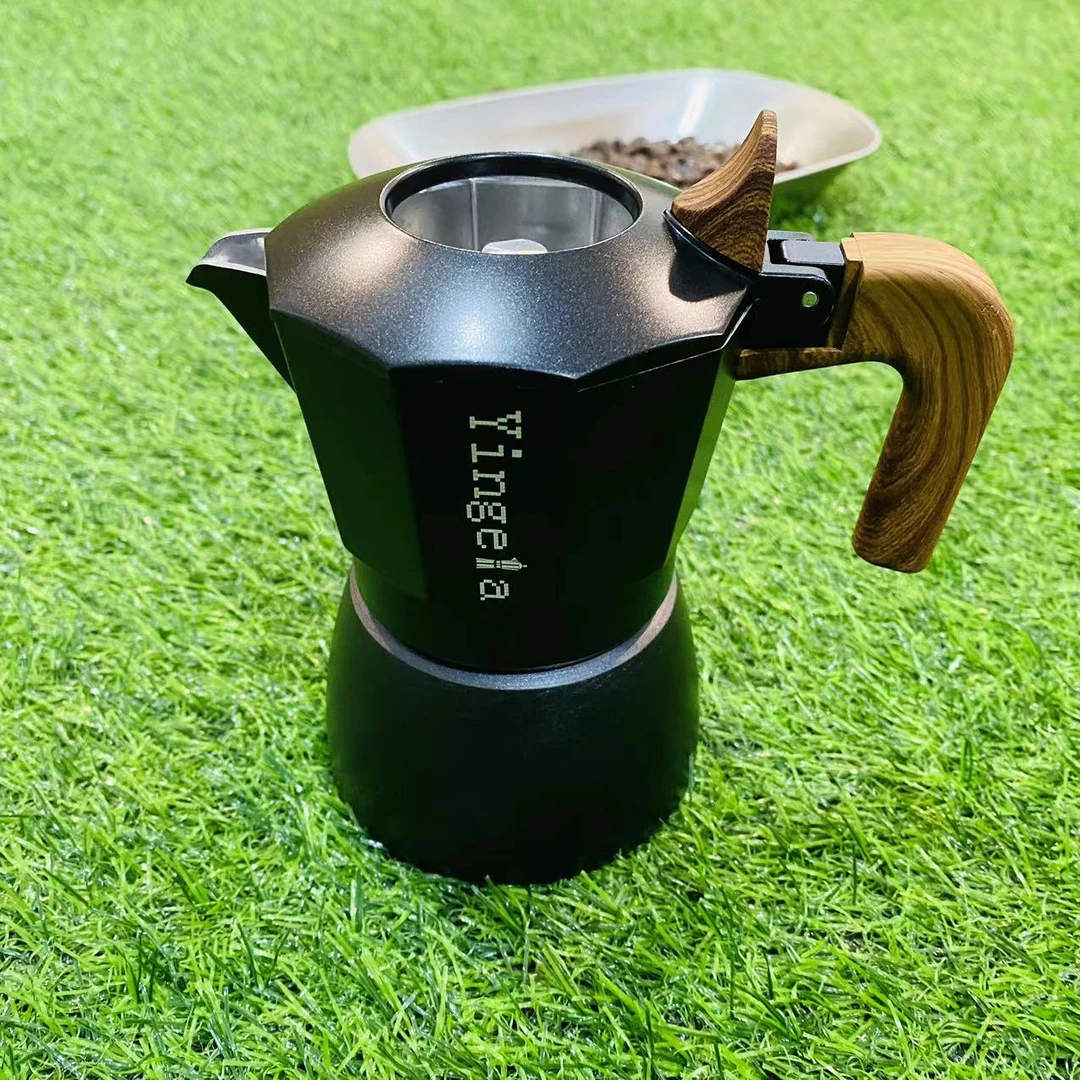 【英格拉黑色】P款镂空盖三代阀双阀2杯份摩卡壶