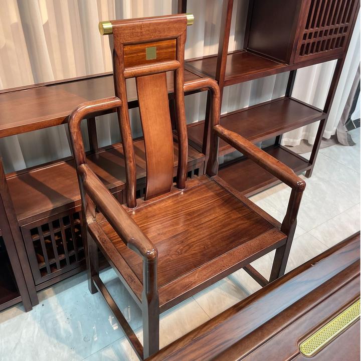 新中式禅意乌金木古典实木主人椅茶椅书椅