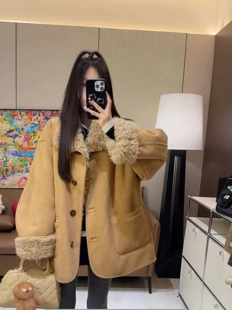 2024新款韩系两面穿皮毛一体外套