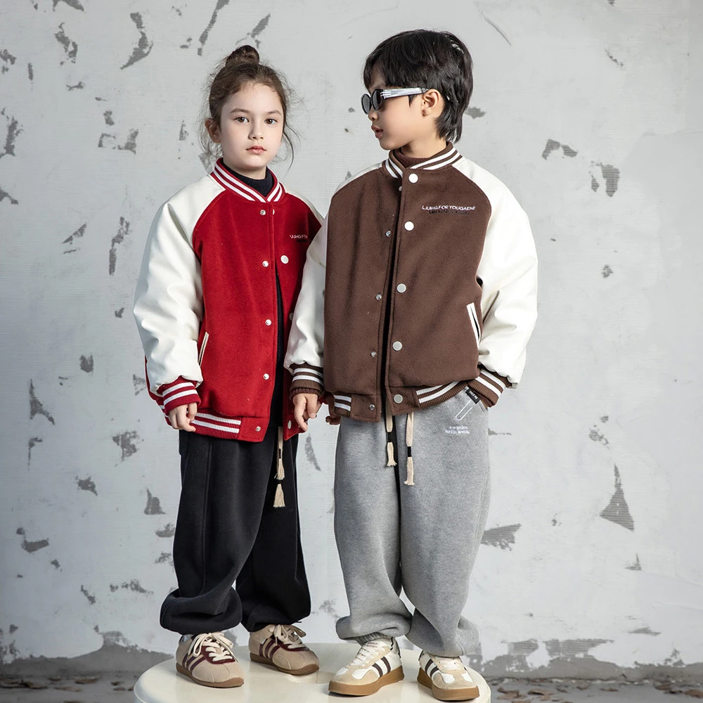 【破价专享】BAZAAR RED芭莎-韩版秋冬拼接儿童棒球服外套-238906