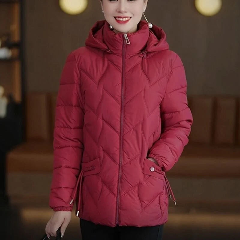 妈妈冬装可拆卸带帽加厚保暖国风棉服