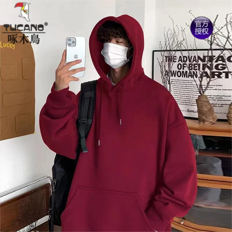 TUCANO/啄木鳥春秋冬季480克重磅落肩袖卫衣百搭休闲连帽长袖上衣