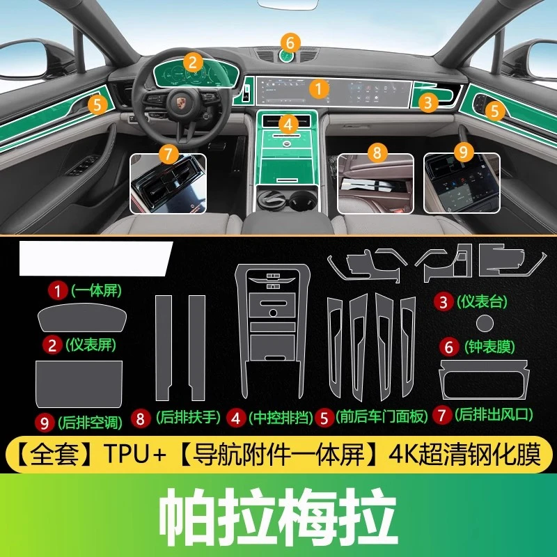 24款保时捷帕拉梅拉专用内饰膜屏幕钢化膜导航中控保护膜改装用品