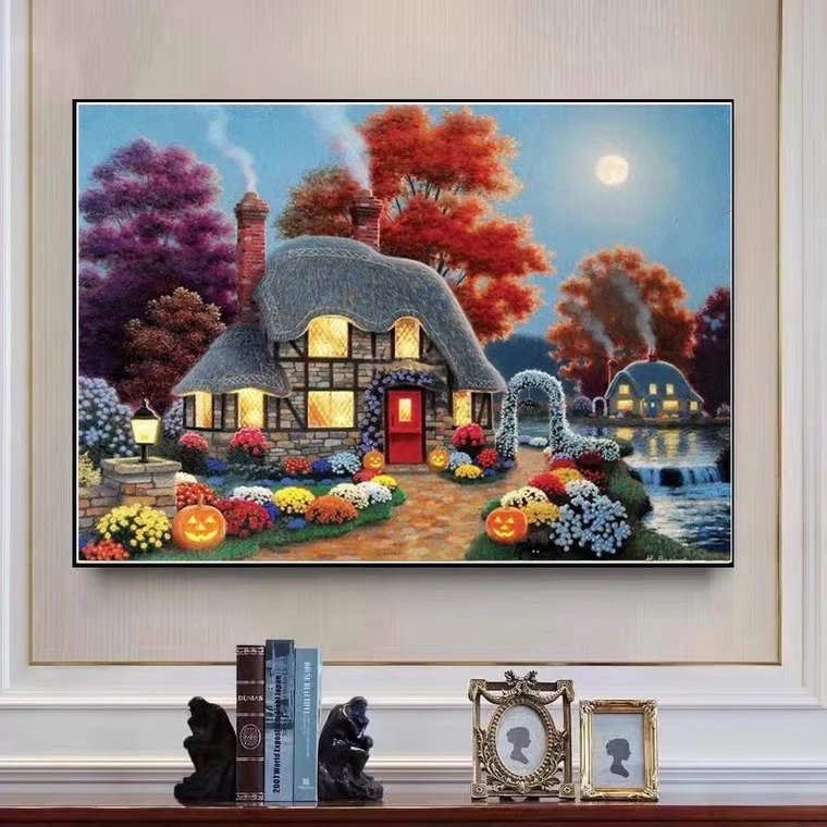 人间秋月65x85厘米 大格四股满绣 57色 定制款版权