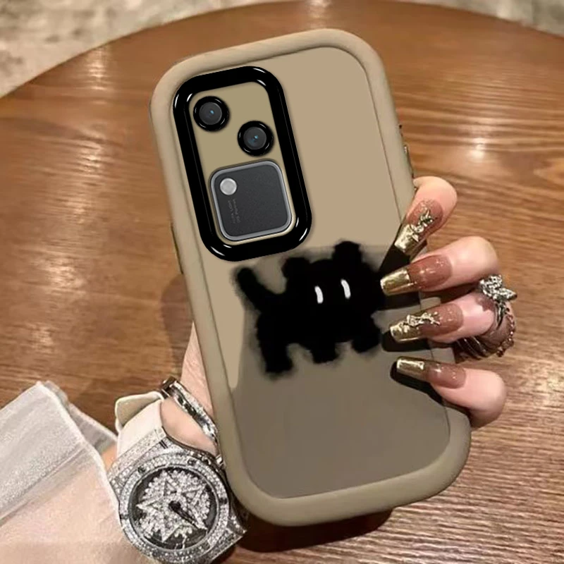 惊讶黑猫VIVOS18手机壳VIVOS18PRO简约泡芙防摔全包硅胶软潮ins