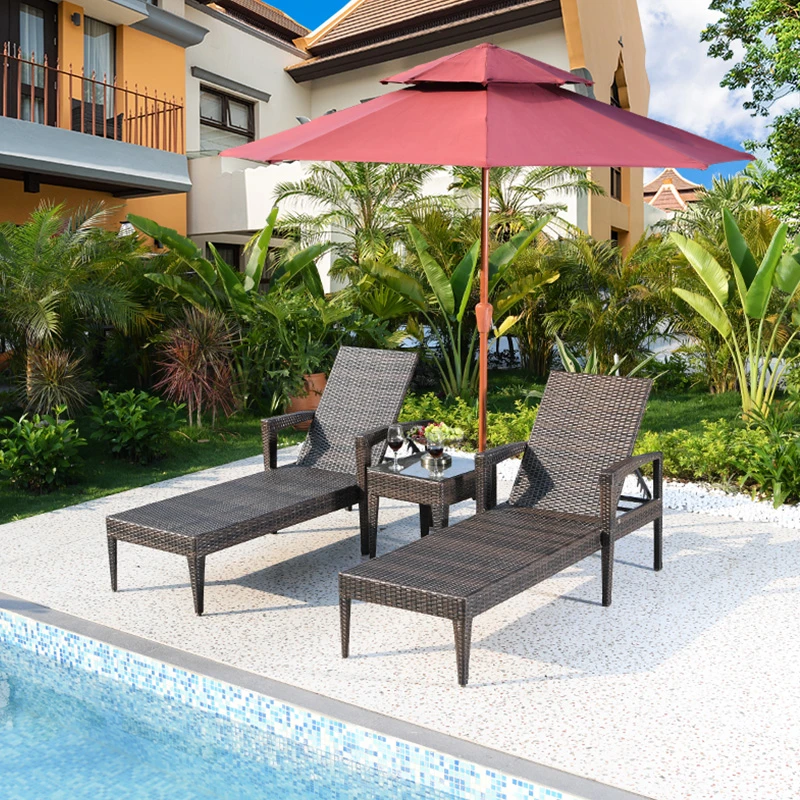【远茂品牌】户外躺椅藤编防水躺床别墅花园阳台休闲躺椅泳池沙滩椅