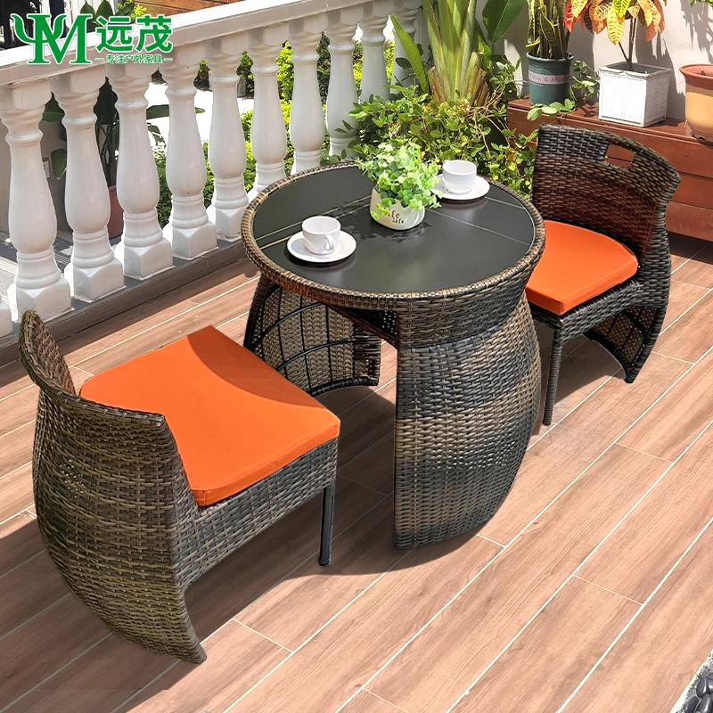 【远茂品牌】阳台编藤收纳小桌椅庭院别墅花园休闲室外茶桌组合L