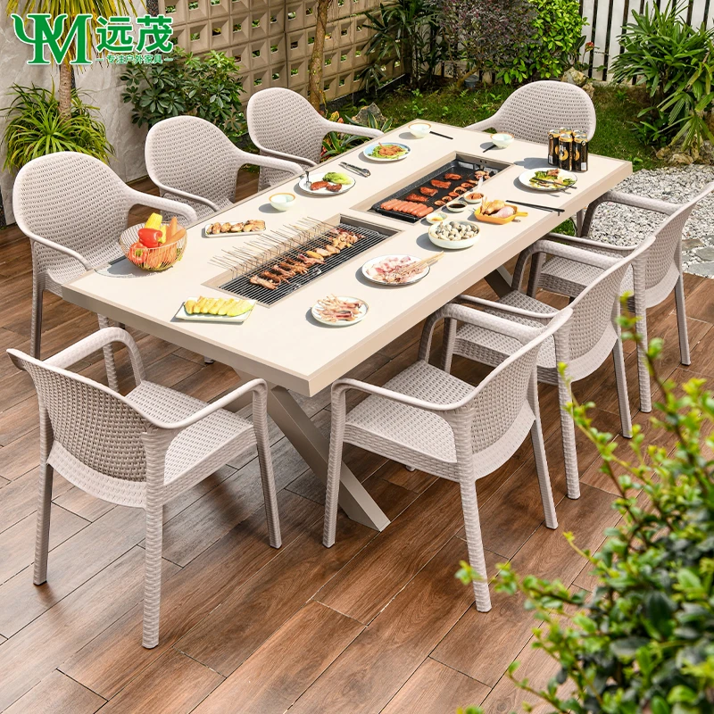 【远茂品牌】户外庭院桌椅铝合金烧烤桌花园室外家用休闲桌椅防水