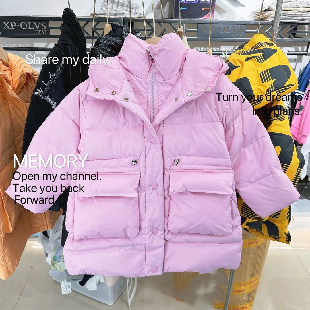 56027儿童冬款连帽羽绒服紫色