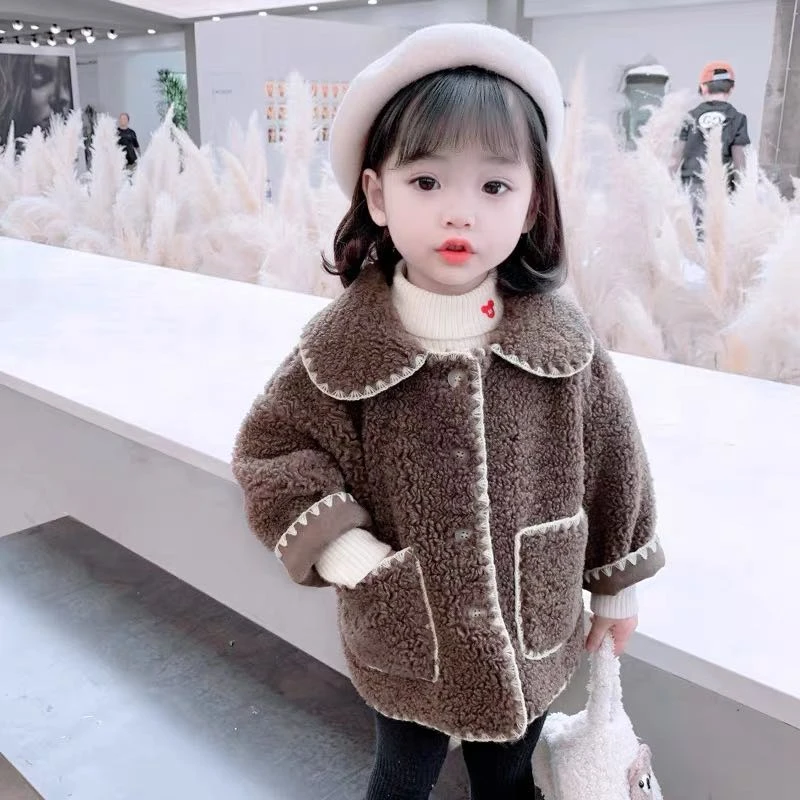 58063儿童秋冬加绒毛毛外套蓝色