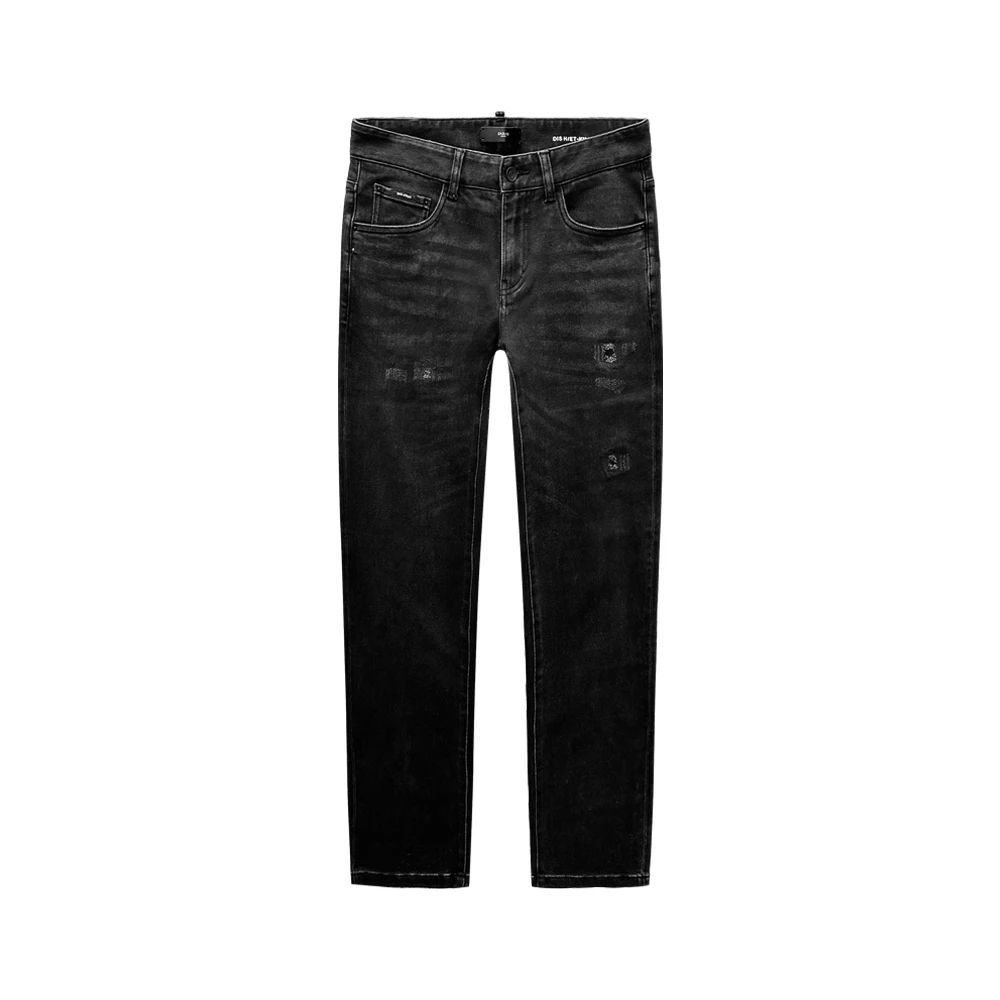 Dite迪特2025年男士新款男款直筒休闲黑色复古水洗牛仔裤破洞2219