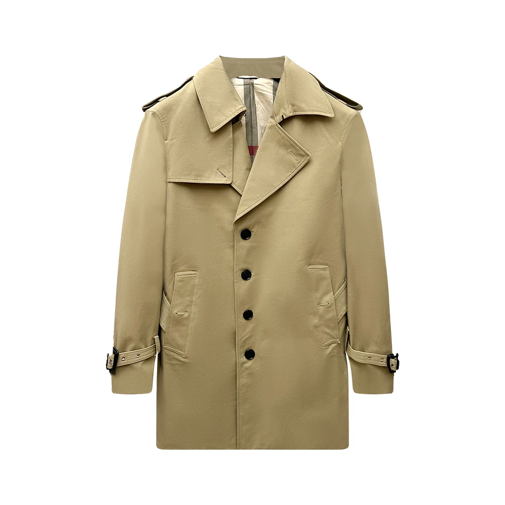 Dite2025单排扣修身中长款风衣时尚风春秋简约韩版大衣卡其色外套