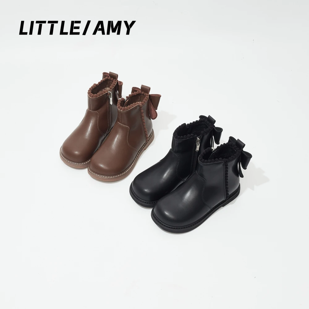 Little amy/小艾咪 韩版结百搭小皮靴女童短靴软底舒适秋冬款