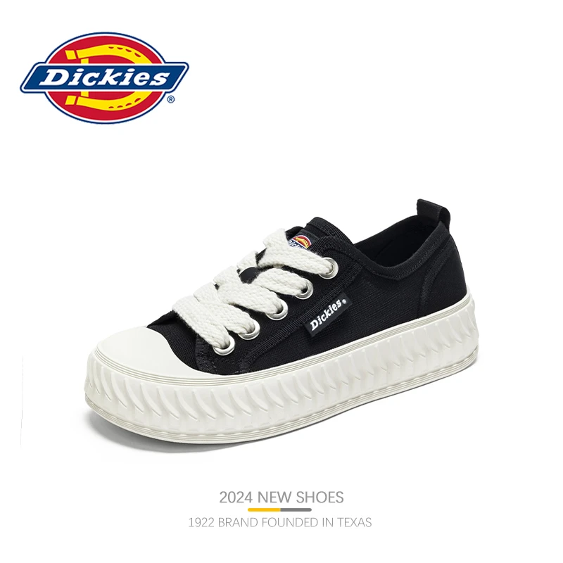 Dickies休闲透气女2025冬季新款帆布鞋厚底平底增高冰丝面料女鞋