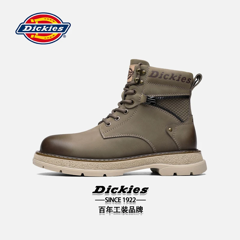 Dickies夏季马丁靴休闲真皮男鞋工装靴高帮靴子男士百搭潮流靴子