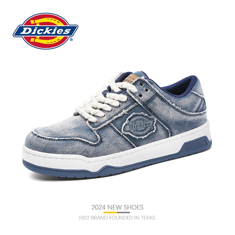 Dickies做旧牛仔板鞋男2024夏季男鞋透气低帮休闲鞋高能感百搭鞋