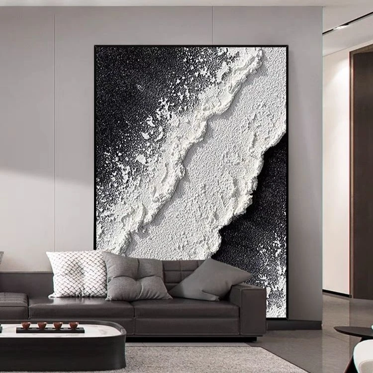 轻奢品质落地玄关画时微喷尚沙发装饰画艺术立体海浪沙滩挂画