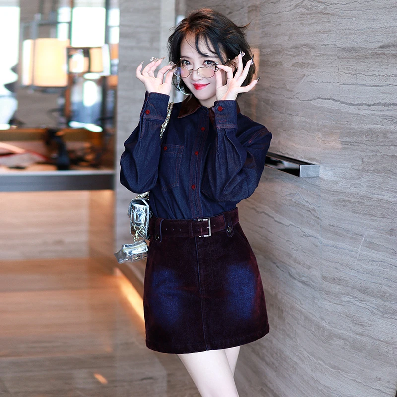 【现货】MIUCO束腰带A字修身半裙