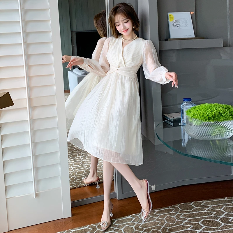 【现货】MIUCO法式月光裙腰部交叉飘逸浪漫优雅连衣裙D2719