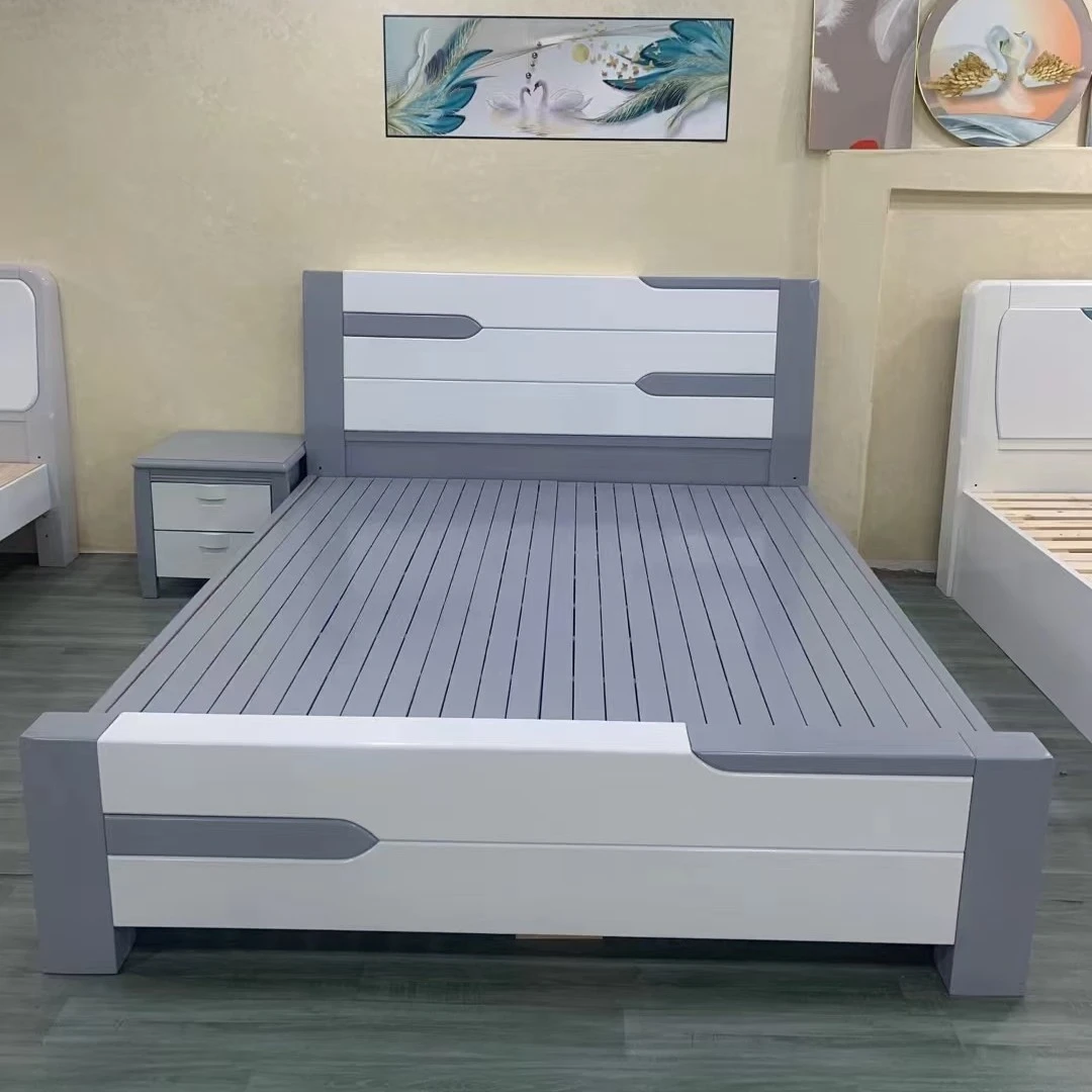 全实木床简约现代主卧床双人1.8x2米家用1.5米单人床加厚储物婚床