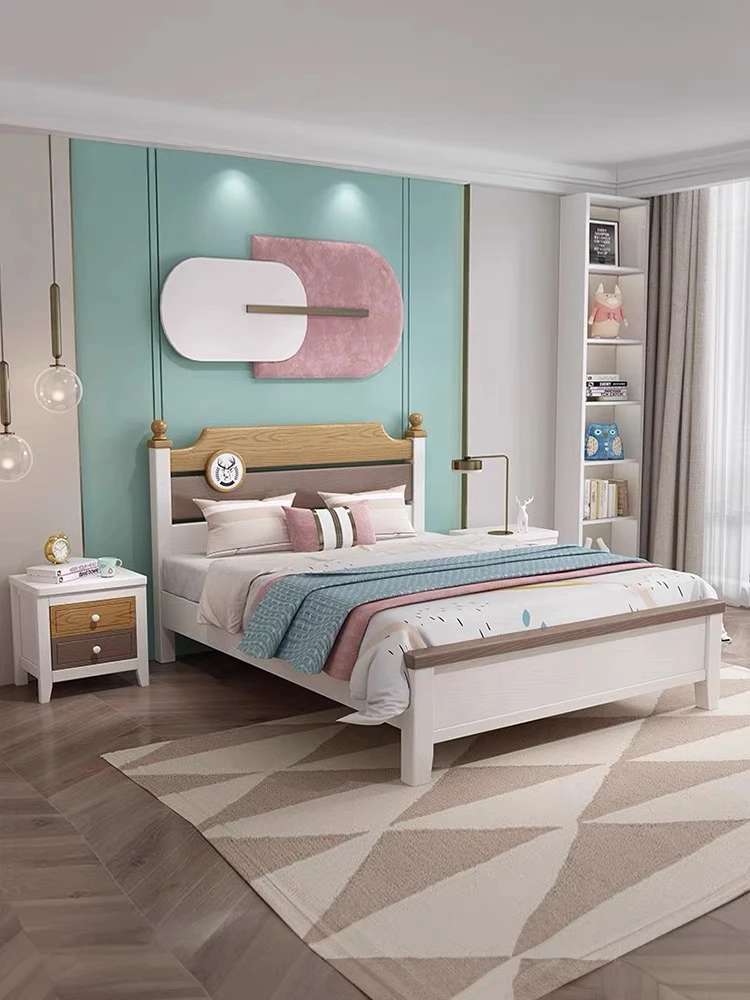 儿童床单人床实木1.2米青少年1.5现代简约男孩学生1.35储物小户型
