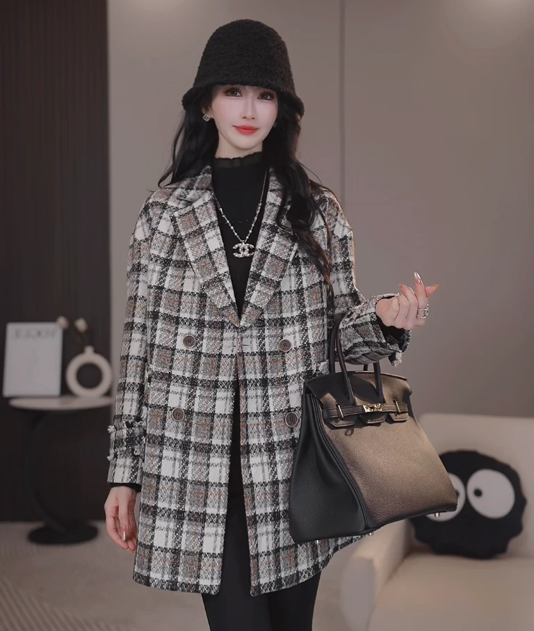 C-588秋季新款法式时尚减龄修身设计感气质轻奢女装外套