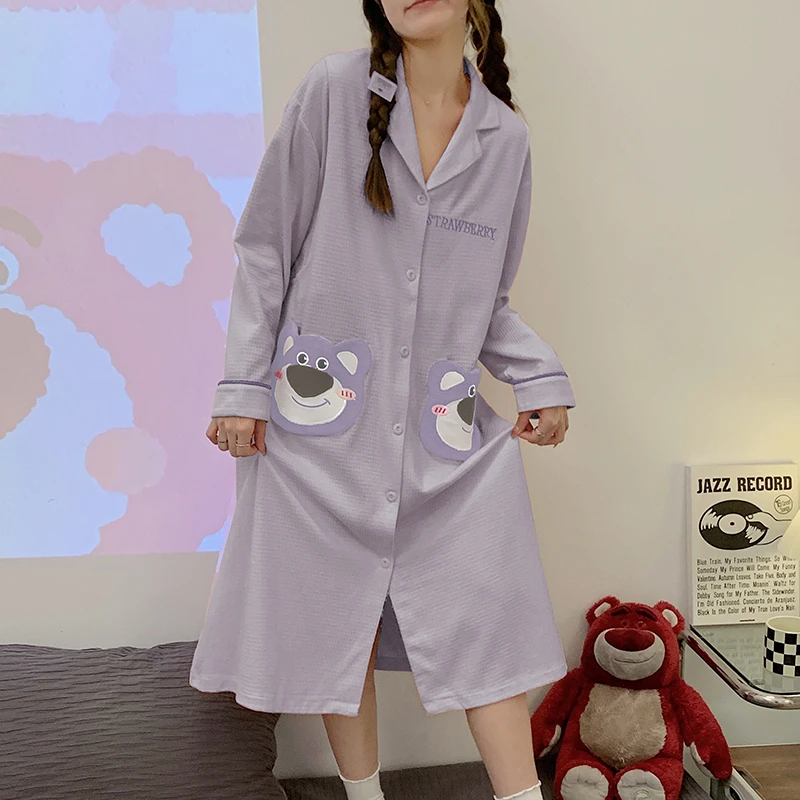 大码哺乳睡裙母乳可外穿长袖孕妇睡衣春秋产妇裙连衣裙月子裙纯棉