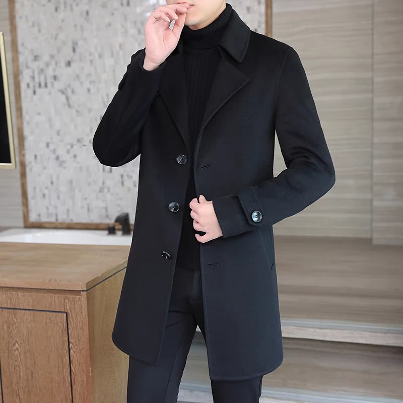 F105高定款男装秋冬商务休闲翻领毛呢子大衣外套