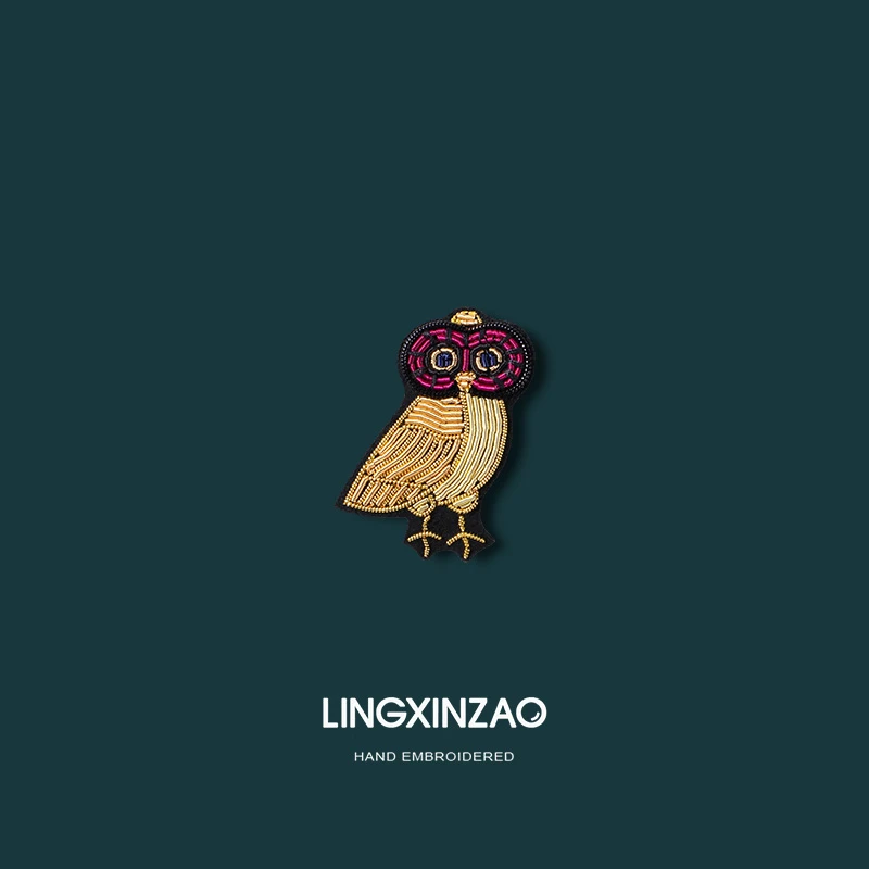 黄铜布艺胸针 日系卡通猫头鹰胸针女设计感小众简约衣服别针配饰