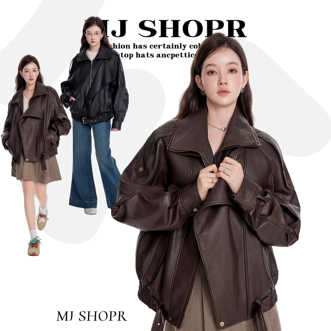 复古立领机车服皮衣外套秋冬季新款重工女港风PU皮夹克宽松上衣潮