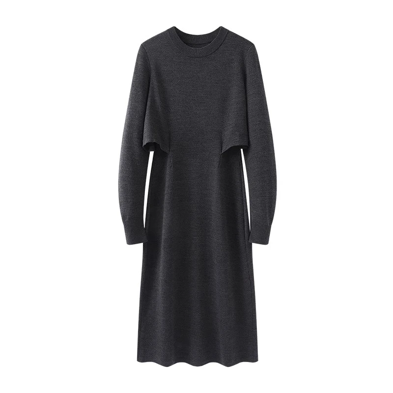【艾家同款】2024新款秋冬新款绵羊毛长袖打底针织连衣裙41029802