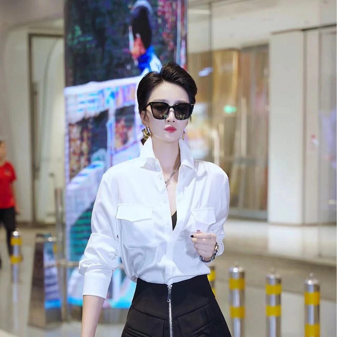 （萱萱严选 ）小众宽松设计感口袋拼接衬衫