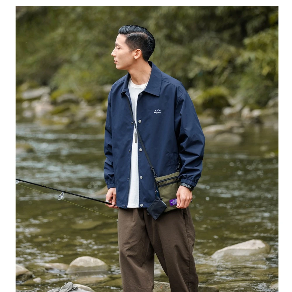 outwild 日系春秋休闲外套 教练夹克男宽松翻领外套_ WJ22001